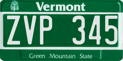 VT license plate ZVP345