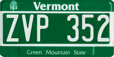 VT license plate ZVP352