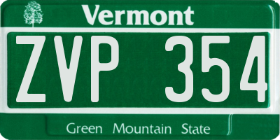 VT license plate ZVP354