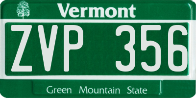 VT license plate ZVP356