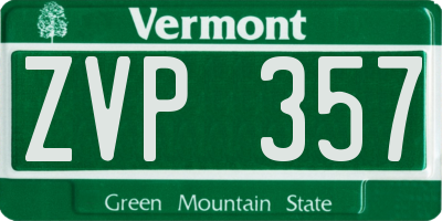 VT license plate ZVP357
