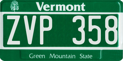 VT license plate ZVP358