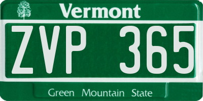VT license plate ZVP365