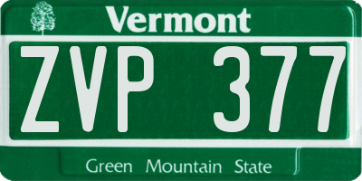 VT license plate ZVP377