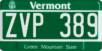 VT license plate ZVP389