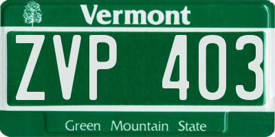 VT license plate ZVP403