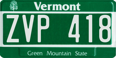 VT license plate ZVP418