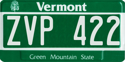 VT license plate ZVP422