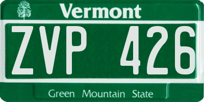 VT license plate ZVP426