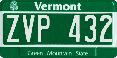 VT license plate ZVP432