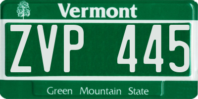 VT license plate ZVP445
