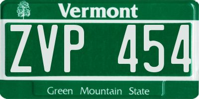 VT license plate ZVP454