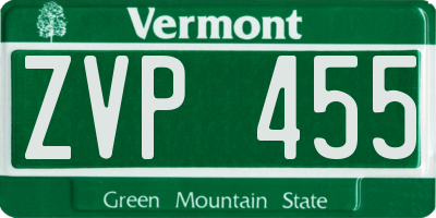 VT license plate ZVP455
