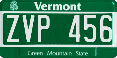 VT license plate ZVP456