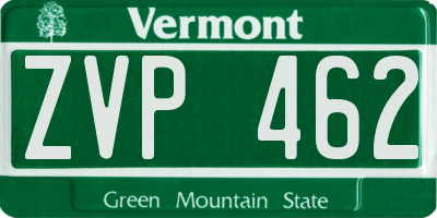 VT license plate ZVP462