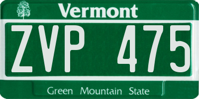 VT license plate ZVP475