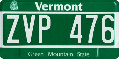 VT license plate ZVP476
