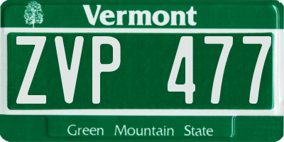 VT license plate ZVP477