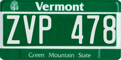 VT license plate ZVP478