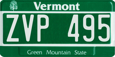 VT license plate ZVP495