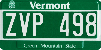 VT license plate ZVP498