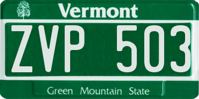 VT license plate ZVP503