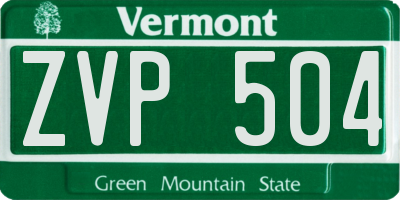 VT license plate ZVP504