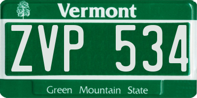 VT license plate ZVP534