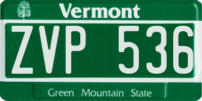 VT license plate ZVP536