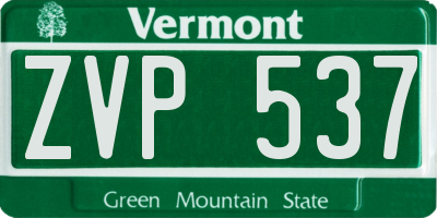 VT license plate ZVP537