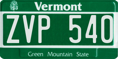 VT license plate ZVP540