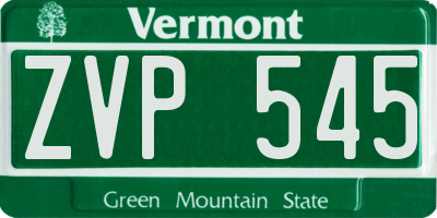 VT license plate ZVP545