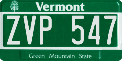 VT license plate ZVP547