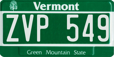 VT license plate ZVP549