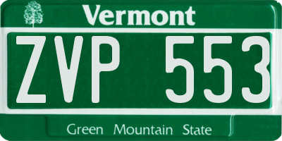 VT license plate ZVP553