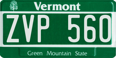 VT license plate ZVP560