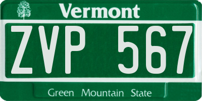 VT license plate ZVP567