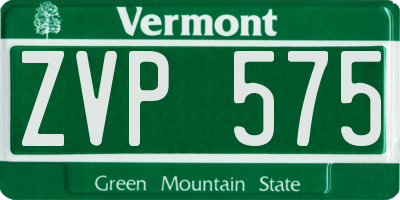 VT license plate ZVP575