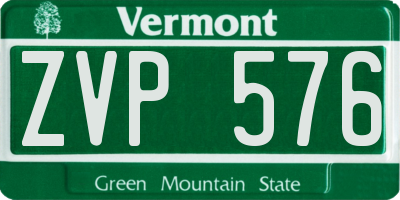 VT license plate ZVP576