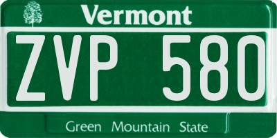 VT license plate ZVP580