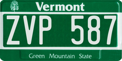 VT license plate ZVP587