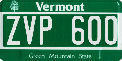 VT license plate ZVP600