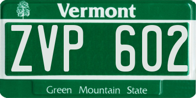 VT license plate ZVP602