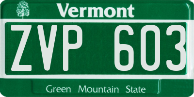VT license plate ZVP603