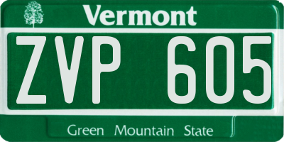 VT license plate ZVP605