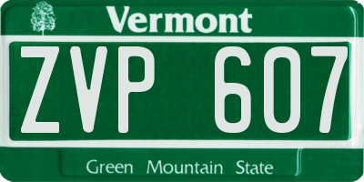 VT license plate ZVP607