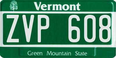 VT license plate ZVP608