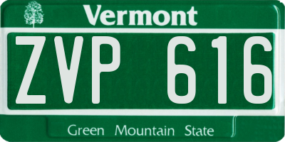VT license plate ZVP616