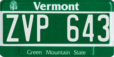 VT license plate ZVP643