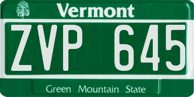 VT license plate ZVP645